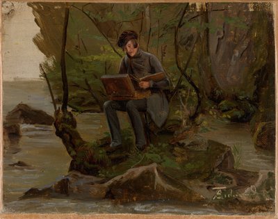 A Painter at His Paint Box by Adolph Tidemand
